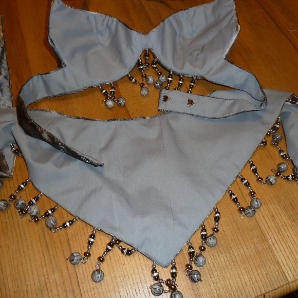 Handmade Belly Dance Costume Set. 34 B. New. Grey and Gold Marble - Picture 2 of 9